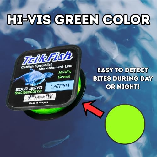 Trik Fish Catfish Fishing Line – Hi-Vis Green – Premium Monofilament Catfish Line for Freshwater Fishing, Strong & Abrasion-Resistant Mono Catfishing Line – TrikFish