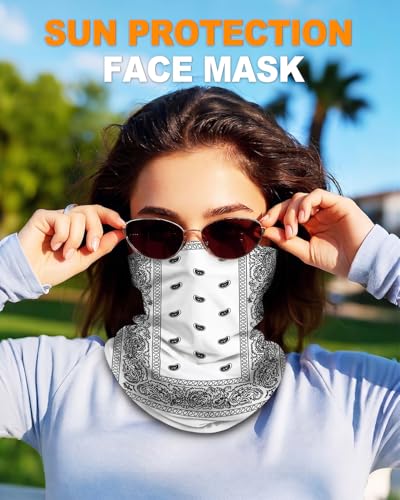 4Pack Neck Gaiter for Men Women Face Cover Mask Head Wrap Balaclava Headwear Bandana Headband Magic Scarf - color: A-color Paisley2