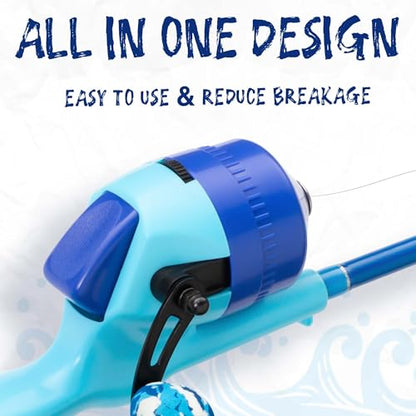 Kids Fishing Pole, Telescopic Fishing Rod, Toddler Collapsible Fishing Rod and Reel Combo with Tackle Box, Fishing Line, Bobber, and Soft Lures for Boy, Girl, Youth, Beginner, Over 4 Years Old - color: blue