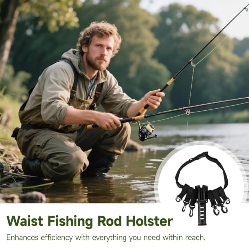 Fishing Rod Holder Belt Set, 2026 New 360° Rotatable Lightweight Fly Fishing Rod Holder, for Spinner and Casting Rods Hands-Free Gear Carrier for Men Women - color: 1 Set