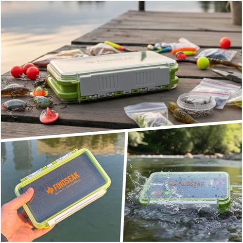 Sturdy Dual Sided Small Tackle Box Organizer, Waterproof Sealed Clear Fishing Tackle Box Tray Storage Case with Slit Foam for Jig Heads-Flies-Spoons-Rigs and Lures (FN0802) - style: FN0802