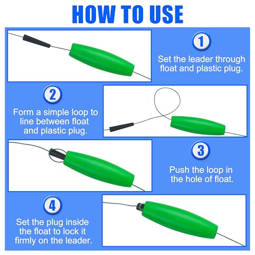 SILANON Peg Floats Fishing Bobbers,Foam Cigar Fishing Floats Bobbers Catfish Floats Slip Fishing Cork Bobbers with Pipe Plug for Catfish Santee Rig Freshwater Saltwater Fishing - size: 2 inch, style: Green-30pcs