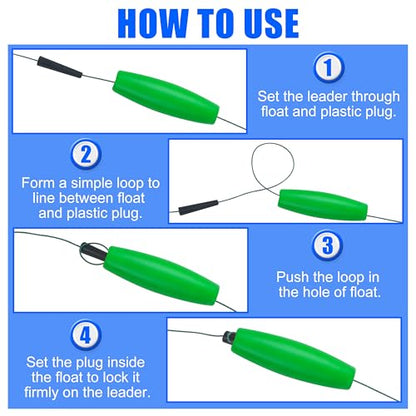 SILANON Peg Floats Fishing Bobbers,Foam Cigar Fishing Floats Bobbers Catfish Floats Slip Fishing Cork Bobbers with Pipe Plug for Catfish Santee Rig Freshwater Saltwater Fishing - size: 2 inch, style: Green-30pcs