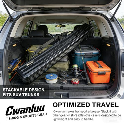 Hard Shell Fishing Rod Case, 50" Protective Rod Tube (4-in-1 Set) for 7ft 2-Piece Rods, Crushproof & Water-Resistant Travel Carrier, Heavy-Duty Storage for Bass, Fly & Saltwater Fishing