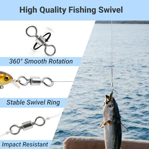 QISHUO Stainless Steel Barrel Swivels Saltwater Connect Lure Swivels Fishing Snap Freshwater Fishing Swivel Heavy Duty SUS304 - size: Size #6 (106lb) 50pcs