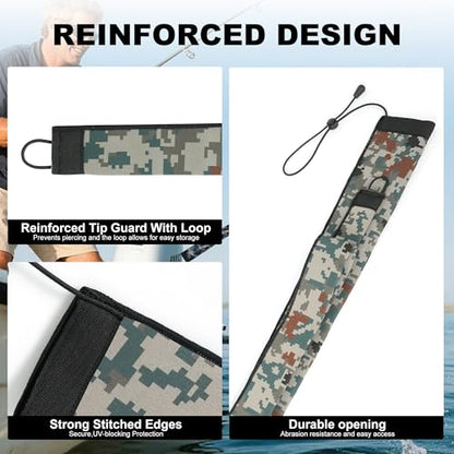 Neoprene Camo Fishing Rod Sleeves,Fishing Pole Sleeves,Fishing Rod Socks | UV Resistance,Puncture Resistant, Protect Casting, Spinning, Trolling Fishing Rods, Storage, tangled-free,75in,68in,60in - color: Digital Camo, size: 75"