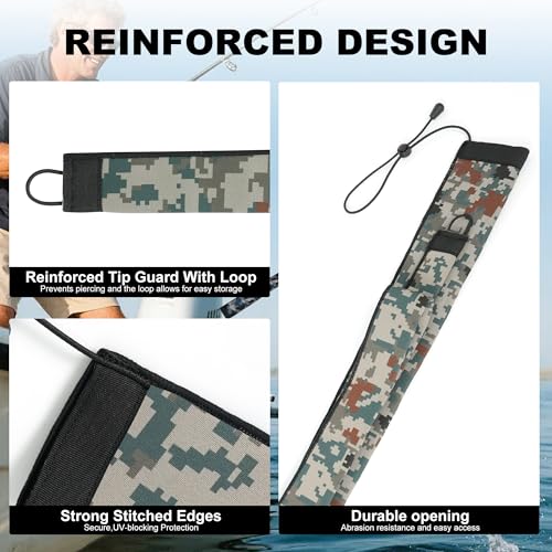 Neoprene Camo Fishing Rod Sleeves,Fishing Pole Sleeves,Fishing Rod Socks | UV Resistance,Puncture Resistant, Protect Casting, Spinning, Trolling Fishing Rods, Storage, tangled-free,75in,68in,60in - color: 2-Digital Camo, size: 69"