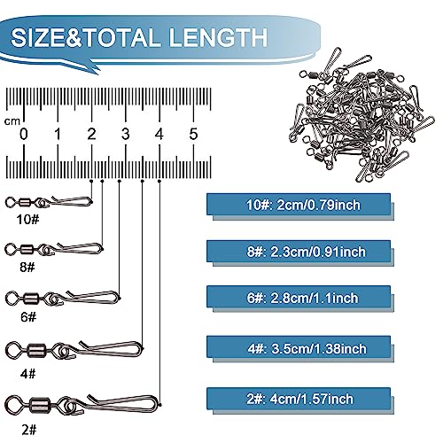 SILANON Fishing Barrel Snap Swivels,Rolling Barrel Swivels with Hanging Snaps Stainless High Strength Fishing Snap Clip Saltwater Freshwater Swivel Snap Fishing Tackle Connector - style: Mixed Kit-160pcs