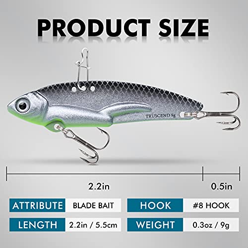 TRUSCEND Vibespinner Easy Catch Fishing Lures with BKK Hooks, Tail Spinner Baits with 4 Actions, Vibrating Swimming Flashing & Jigging for More Bites, Spoon Lures for Bass Trout Crappie Walleye Pike - color: C3-0.3oz-2.2"