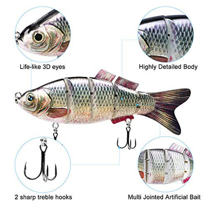 TRUSCEND Swimmax Easy Catch Fishing Lures with BKK Hooks, Wiggling, Vibrating, Rattling and Gurgling for More Bite, Heavy-Duty Dyneema Fiber Jointed Swimbaits for Bass, Trout, Walleye, Crappie, Pike - color: D4-6.8"-2.55oz