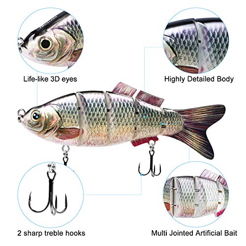 TRUSCEND Swimmax Easy Catch Fishing Lures with BKK Hooks, Wiggling, Vibrating, Rattling and Gurgling for More Bite, Heavy-Duty Dyneema Fiber Jointed Swimbaits for Bass, Trout, Walleye, Crappie, Pike - color: D4-6.8"-2.55oz