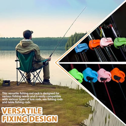 8 Pcs Multifunctional Rod Holder, Fishing Rod Clips, Takedown Shore Fish Rod Fixed Ball, Portable Beach Fishing Pole Holder for Ground, Fit Angler'S Accessory