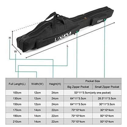 Lixada Fishing Rod Case, Portable Folding Fishing Rod Case Fishing Pole Reel Storage Bag Fishing Gears Organizer - size: 190cm