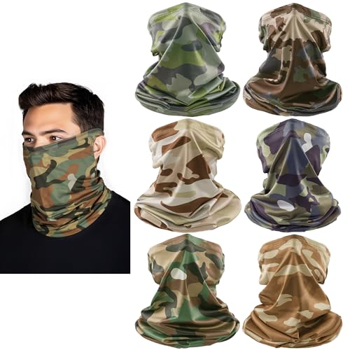 HONGTEYA 6 Pack Summer Neck Gaiter, UV Protection Cooling Face Mask Breathable Bandana Head Scarf Face Cover for Men Women - color: Multicolor1