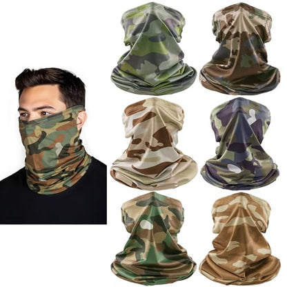 HONGTEYA 6 Pack Summer Neck Gaiter, UV Protection Cooling Face Mask Breathable Bandana Head Scarf Face Cover for Men Women - color: Multicolor1