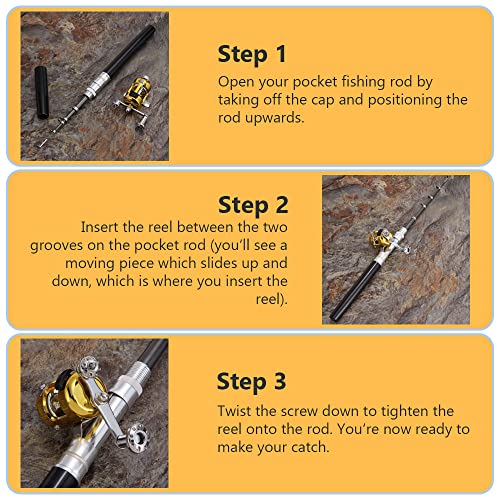 2023 Pocket Size Fishing Rod, 38inch Mini Fishing Pole Pen Fishing Rod Reel Set, Aluminum Alloy Telescopic Fishing Rod Collapsible Fishing Pole Kit - color: Silver
