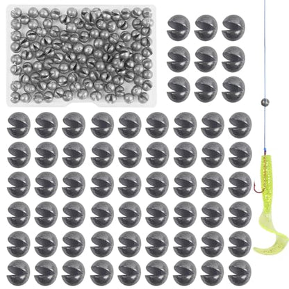 Split Shot Fishing Weights, 100pcs Round Split Shots Fishing Sinkers Removable Egg Weights Sinkers Clip On Weight Fish Line Sinker Tackle for Saltwater Freshwater - size: 2.5g-100pcs