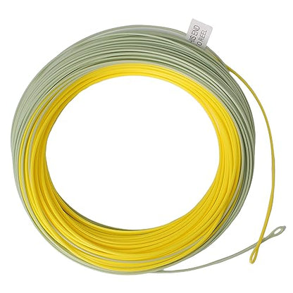 Trout Fly Fishing Line, Weight Forward Floating with 2 Welded Loops - color: Moss Green+ Gold, size: WF5F-100FT