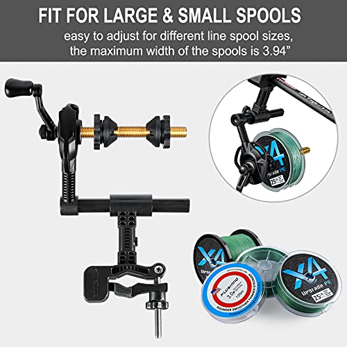 PLUSINNO Fishing Line Spooler For Fishing Reels, Fishing Gear And Equipment Gift For men With Unwinding Function Versatile for Thick & Thin Rods, Works with Spinning Reel, Cast Reel Without Line Twist - style: Fishing Rod & Table Clamp Spooler Function
