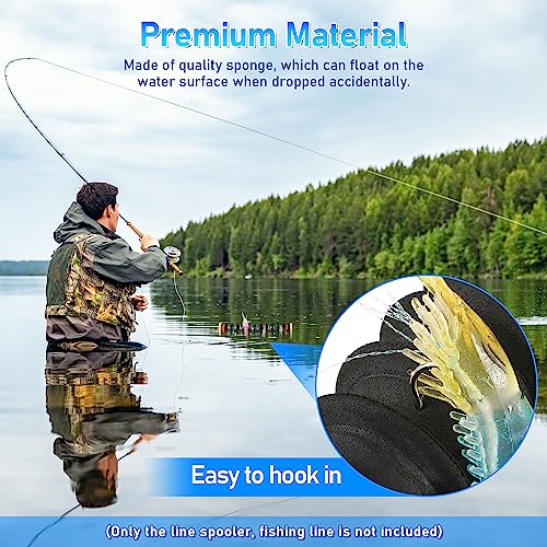 Dreyoo 3 Pcs Fishing Line Storage Organizer, Leader Holder with 12 Slots to Keep Your Lines Tangle Free, Spooler Winder, and Hook Keeper with Rigging Spools - color: Black