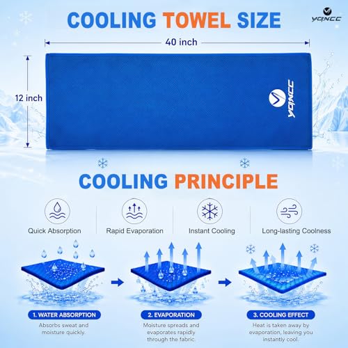 YQXCC 6 Pack Cooling Towels 40"x12", Cold Cool for Neck & Face | Cooling Neck Wraps, Soft Breathable Microfiber Chilly Towels, Ideal for Gym, Yoga, Golf, Running, Camping & Hot Weather - color: Dark Blue*2 + Light Gray*2 + Dark Gray*2