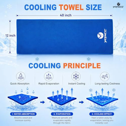 YQXCC 4 Pack Cooling Towels 40"x12", Cold Cool for Neck & Face | Cooling Neck Wraps, Soft Breathable Microfiber Chilly Towels, Ideal for Gym, Yoga, Golf, Running, Camping & Hot Weather - color: Dark Blue*2 + Light Gray*1 + Dark Gray*1