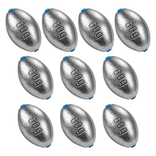 Alwonder Egg Sinkers Fishing Weights 3/16-10oz, Oval Lead Fishing Weights Sinkers Bass Fishing Casting Egg Sinker Saltwater Freshwater Tackle - size: 2oz - 10pcs