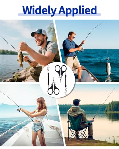 3 Pieces Fishing Scissors, Stainless Steel Fishing Line Cutter &braided Line Cutter, Cutters with Titanium Coating-Fishing with Hook and Retractable Coil Lanyards Fishing Accessories (Silver) - color: Silver
