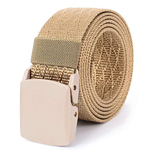 Mile High Life | Nylon Web Belt | Outdoor Military Belt | TSA Safe Buckle Plastic/Metal - color: Khaki 530 Cross