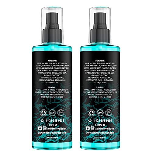 Viking Revolution Sea Salt Spray for Hair Men - Hair Texturizing Sprays with Kelp, Aloe Vera & Red Algae Extract - Surf Sprays to Add Volume and Texture- Sea Salt for Men Beach Hair Spray (2 pack) - size: 8.8 Fl Oz (Pack of 2), style: Sea Salt Spray