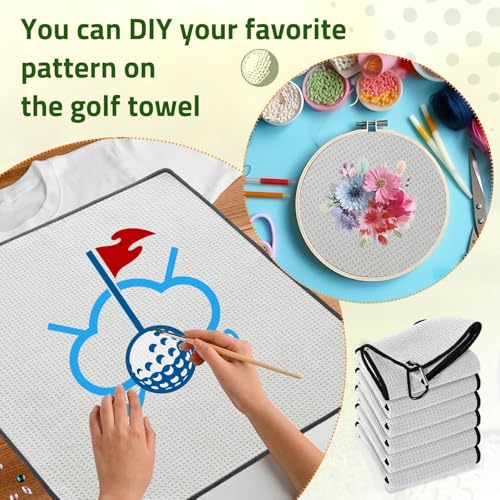 Batiyeer 12 Pcs Golf Towel Bulk for Golf Bags Microfiber Fabric Towel with Clip Waffle Pattern, Fitness, Camping, Hiking, Yoga - color: Light Grey