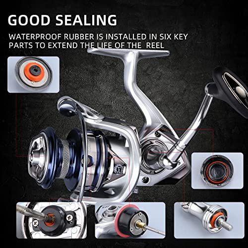 Saltwater Spinning Reel,13+1BB Ultra Smooth Saltwater Fishing Reels,Powerful Carbon Drag,CNC Aluminum Spool & Handle - color: silver&blue, size: 2000