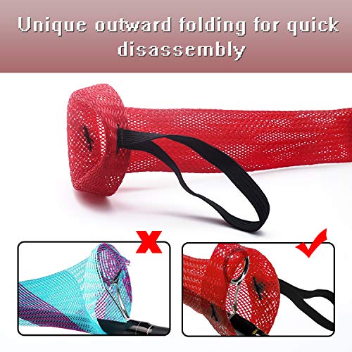 Fishing Rod Cover - 4 Pack Rod Sleeve Socks with Lanyard for Fly, Spinning, Casting, Sea Fishing - color: Red*1, Blue*1, Black & Blue*1, Black & Red*1