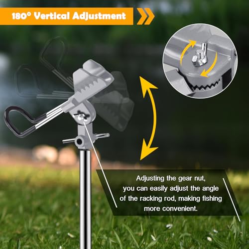 Fishing Rod Holders, Fishing Pole Holders for Ground, Multifunctional Stainless Steel Beach Fishing Rod Holder Fishing Gifts for Men(2 Pack ) - color: Silver