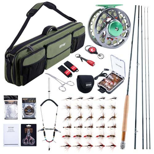 Goture Fly Fishing Rod and Reel Combo & Gear Bag, 9FT Fly Rod, Pre-Spooled Reel, Fly Line, Flies, Leader, Tippet, Forceps, Nipper and Complete Starter Kit - size: 6wt