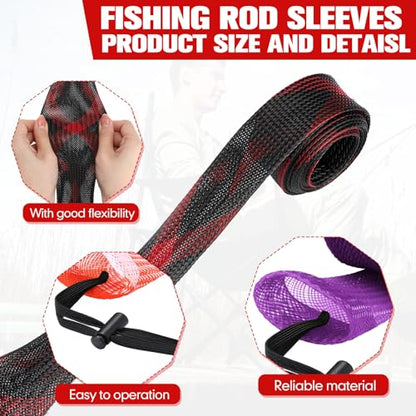 Woanger Lengthen Fishing Rod Sleeve Socks Covers Braided Mesh Rod Protector Fishing Tools Accessories for Bait Casting Sea - size: 67 x 0.18"