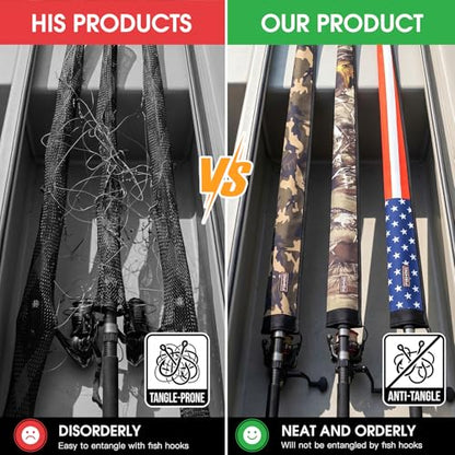 Neoprene Fishing Rod Sleeve, 6ft-8ft Floating & Puncture Resistant Rod Sock | Protective Cover for Casting, Spinning, Trolling Fishing Poles - color: Camouflage, style: Spinning（3.54" opening）