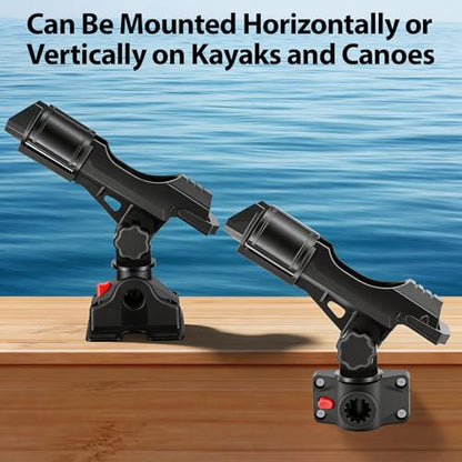 Fishing Rod Holder for Kayak and Boat, 360 Degree Adjustable with Protective Strap, for Inflatable Boats Canoes Kayaks Using Adjustable Straps or Pre-drilled Holes, Fishing Accessories
