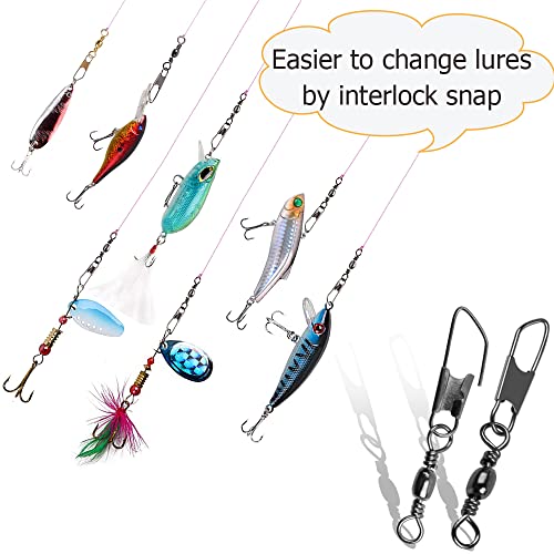 AGOOL Barrel Swivel Snap Kit - 50pcs Barrel Swivels with Safety Snaps High Strength Fishing Quick Connect Snap Swivels with Solid Ring Fishing Tackle Accessories Box Kit Size 4#,6#,8#,10#,12#,14# - color: 50pcs-black