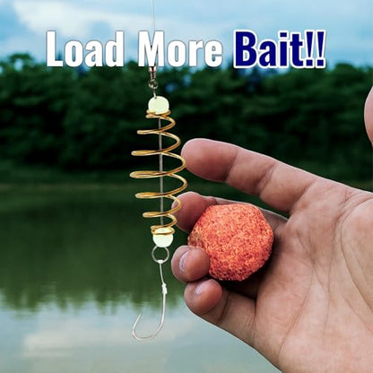 30PCS Fishing Bait Cage Luminous Chum Basket Rig with Spring Feeder Bait Holder Rig for Carp, Mullet, Dough, Chicken Liver, Pack Bait – Glow in Dark Freshwater Fishing Tackle Accessories