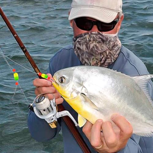 Alwonder 5-Pack Pompano Rigs Surf Fishing Rigs with Snell Floats, Saltwater Live Bait Rig Swivels Duo Lock Snaps Circle Wide Gap Kahle Hooks Rig for Beach Surf Casting Pier Jetty Fishing - color: Green & Yellow 5-Pack, size: #2/0 Circle Hook