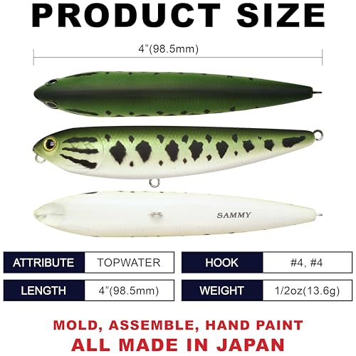 LUCKY CRAFT Sammy 100, Topwater Walking The Dog Action Freshwater Lake Bass Fishing Champion Bait - color: 805 Large Mouth Bass, size: 100