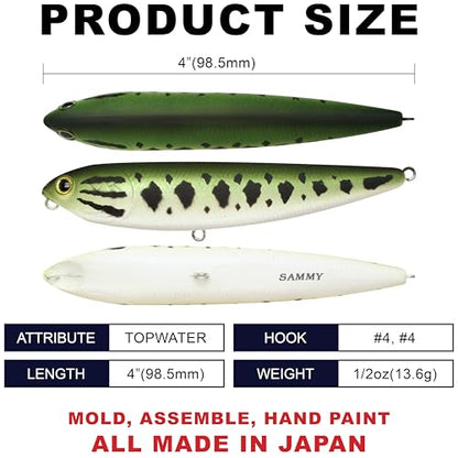 LUCKY CRAFT Sammy 100, Topwater Walking The Dog Action Freshwater Lake Bass Fishing Champion Bait - color: 805 Large Mouth Bass, size: 100