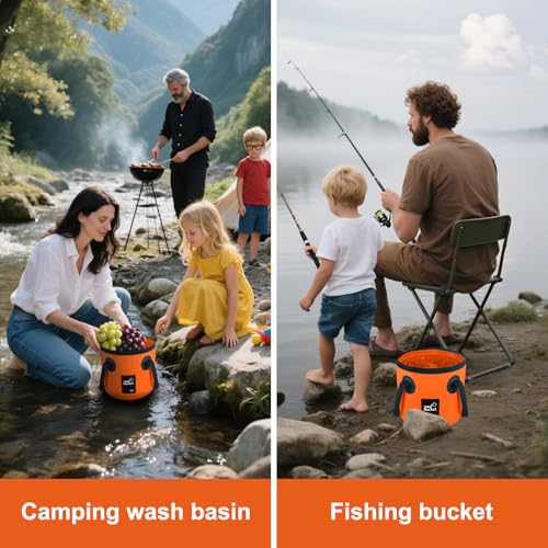 Car Wash Bucket 3.2 Gallon, Collapsible Bucket for Cleaning, Fishing Bucket with Handle for Car Washing, Traveling, Beach, Portable Wash Basin for Cleaning Supplies RV Essentials and Outdoor Camping - size: 12L