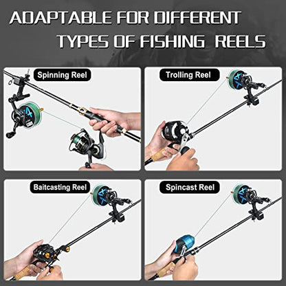 PLUSINNO Fishing Line Spooler For Fishing Reels, Fishing Gear And Equipment Gift For men With Unwinding Function Versatile for Thick & Thin Rods, Works with Spinning Reel, Cast Reel Without Line Twist - style: Fishing Rod Clamp Spooler