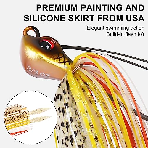 TRUSCEND Jigs Fishing Lures with Ultra Smooth Teflon Hook, Tour Grade Titanium Weed Guard Swim Jigs, Valuable Weedless Skirted Jig, Well-Made Lures for Crappie Bass Trout, Freshwater Fishing Gear - color: A1-3/8oz
