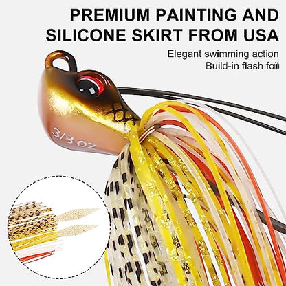 TRUSCEND Jigs Fishing Lures with Ultra Smooth Teflon Hook, Tour Grade Titanium Weed Guard Swim Jigs, Valuable Weedless Skirted Jig, Well-Made Lures for Crappie Bass Trout, Freshwater Fishing Gear - color: A1-3/8oz
