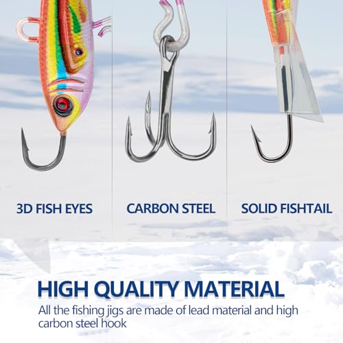 THKFISH Ice Fishing Jigs Ice Fishing Lures Ice Fishing Gear for Crappie, Panfish, Walleye, Bluegill Vertical Jigs Kit Ice Fishing Tackle 4PCS/8PCS 10g(0.35oz) 18g(0.63oz) - color: D style-10g(3/8oz)-4pcs