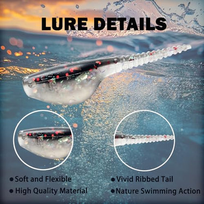 Crappie Lures Kit - Soft Plastic Lures for Trout, Bass, Panfish & Bluegill - 24 Packs - color: Black