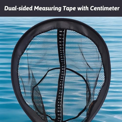 Aventik Magnetic Landing Net with Measuring Ruler Rubber-14inch Deep Design Coated Non-Tangle Mesh Lightweight Aviation Aluminum Frame Portable Trout & Bass Fishing Net for Kayak Fly Boat & Wading